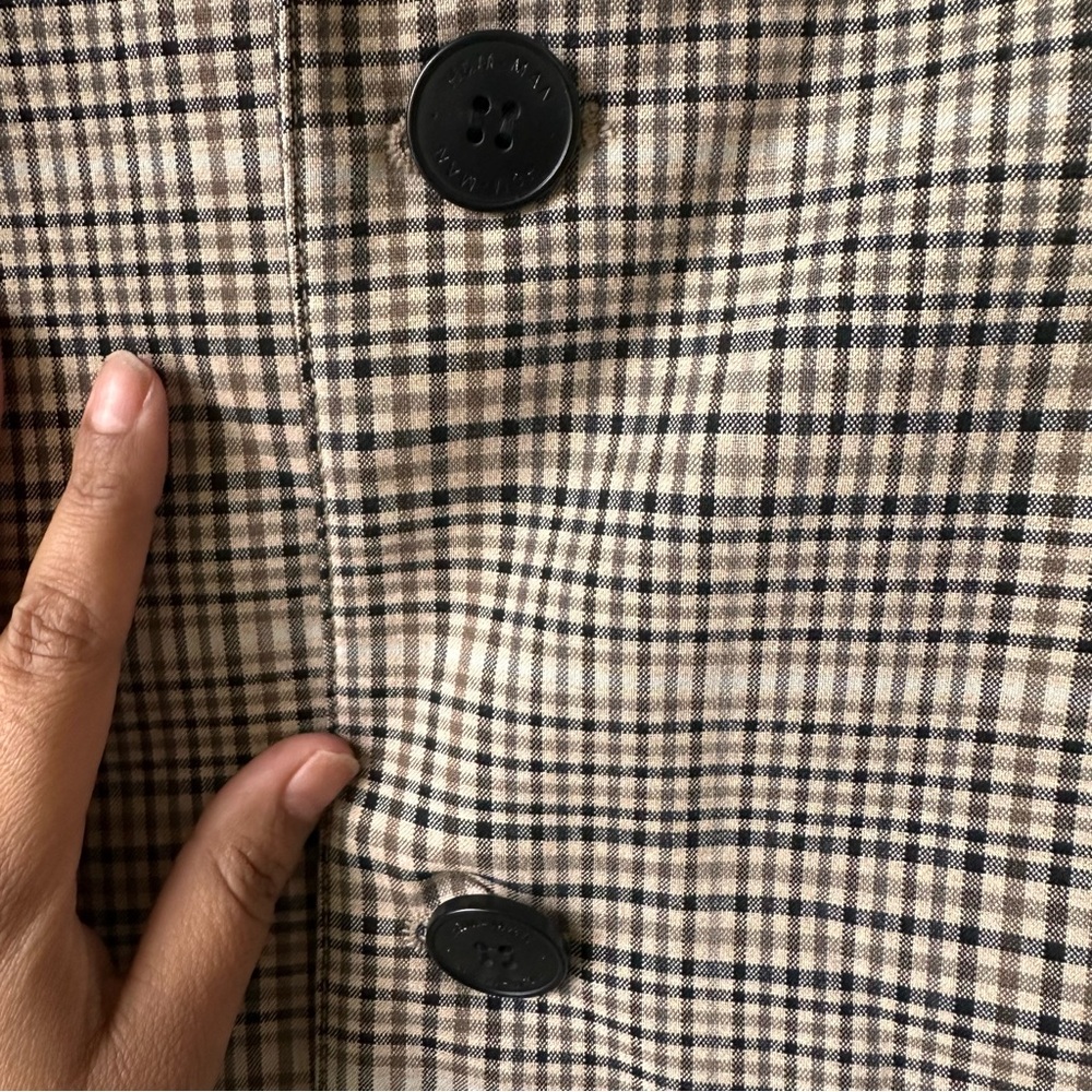 H&M Black patterned/ checkered  beige coat - Picture 2 of 12